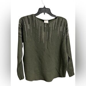 Green Rhinestone Sweater